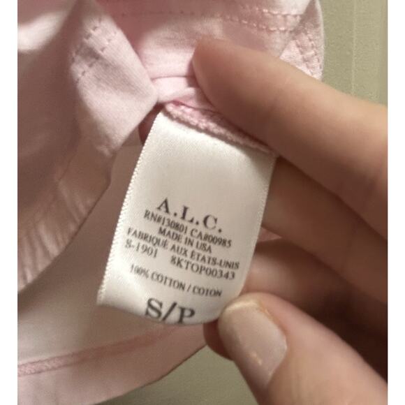 A.L.C. Women's Light Pink Kati Ruched Puff Sleeves Cotton Blouse Top Small - Picture 6 of 7